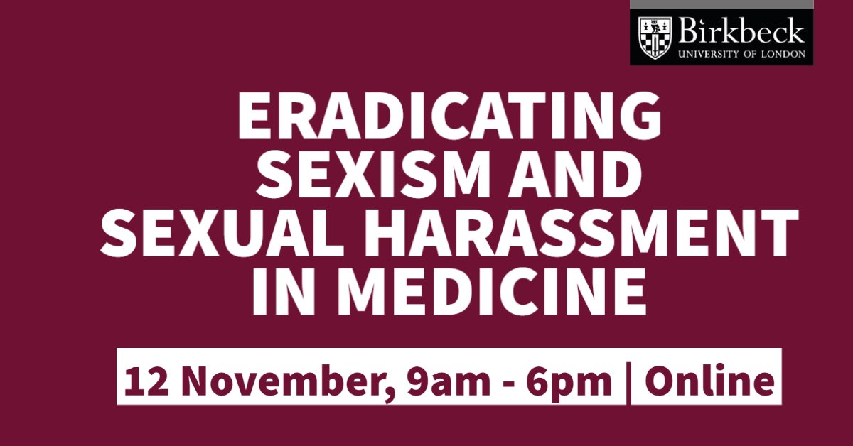 What needs to change in hospitals, medical schools and practices to eradicate #sexism in medicine?

Medical doctors are invited to join us for a free online #conference to discuss sexism and sexual harassment of doctors.

All the details here 👉 bbk.ac.uk/events/remote_…