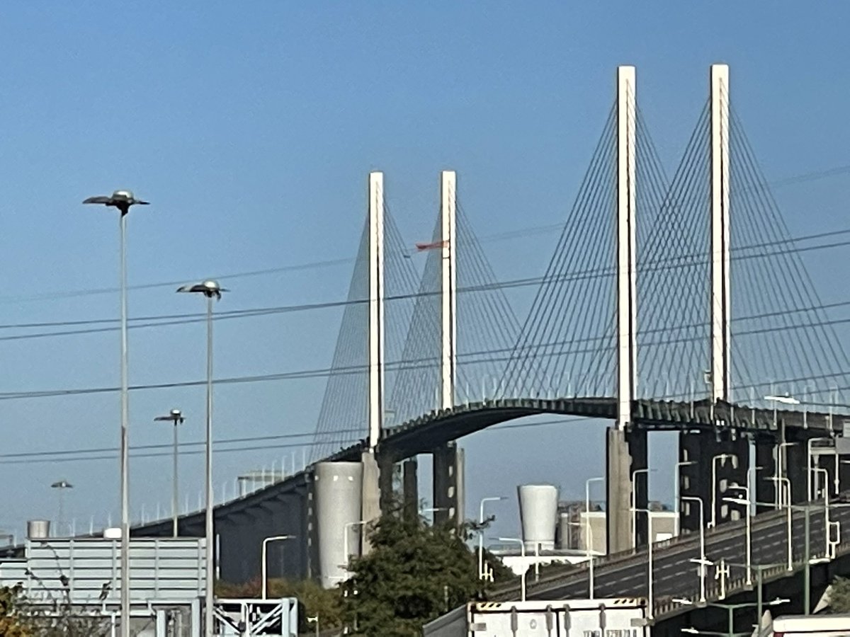 johncrstrachan's tweet photo. Just been held up by this lot - they’ve been up there 2 days now - maybe going for one of the @davidblaine records? #DartfordCrossing https://t.co/ADryZeHAYj