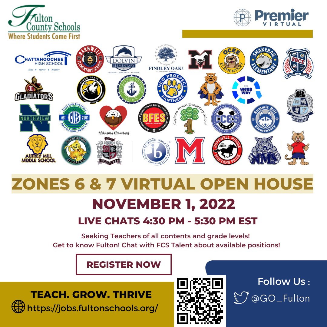 🚨Join Us!!🚨 FCS is hosting a virtual open house for Zones 6 & 7!! Chat with schools about a Future with Fulton!! #TeachInFulton #GrowInFulton 🍎
Register Here: ow.ly/xjE750LbVB5
@FultonCoSchools