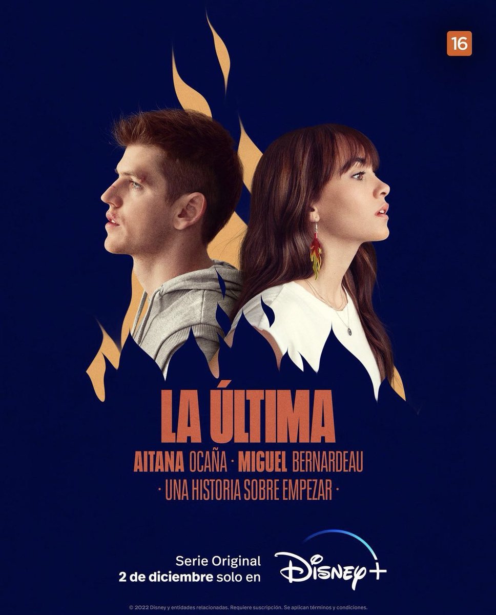 #LaÚltima, serie protagonizada por <a href="/Aitanax/">AITANA</a> y @itsMBernardeau, ya tiene fecha de estreno 👏

A partir del 2 de diciembre podrás disfrutar de todos los episodios en <a href="/DisneyPlusES/">Disney+ España</a>, ¿preparados para conocer a Diego y Candela? 🔥💥