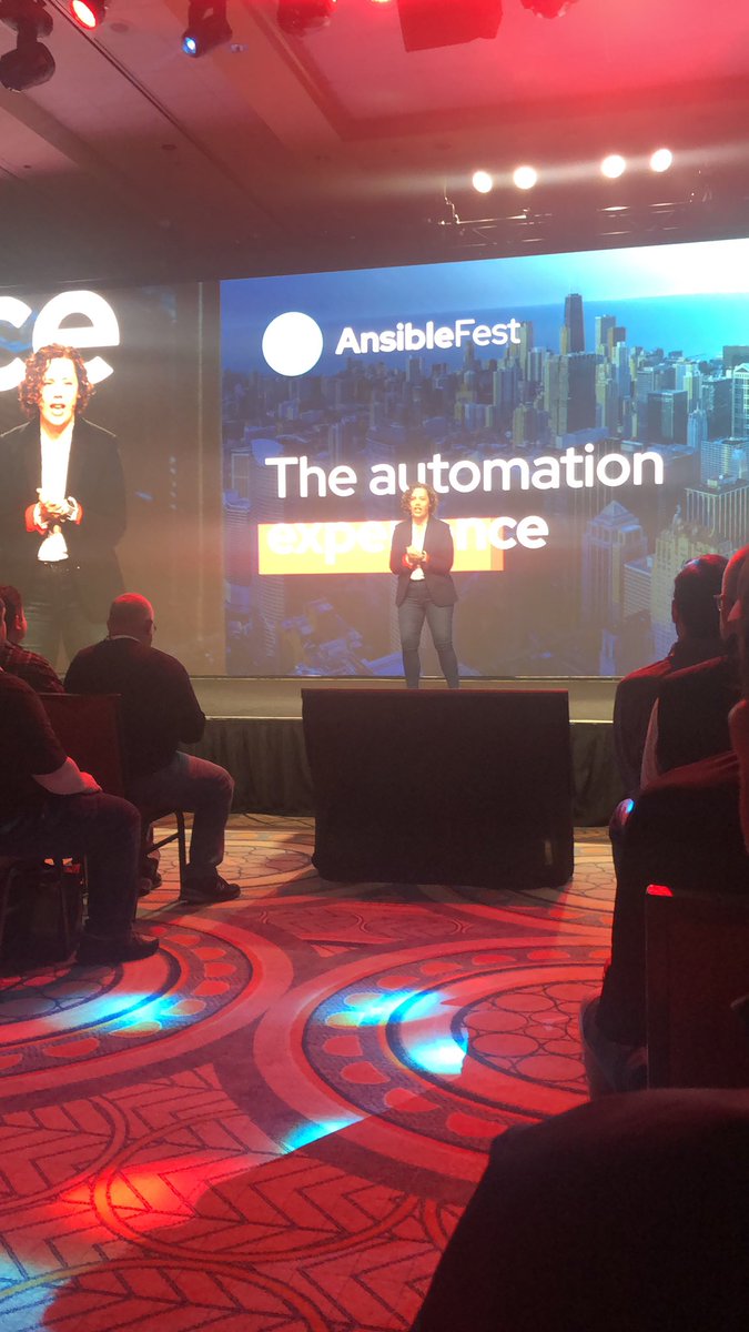 BobLaliberte's tweet photo. Kicking off the #AnsibleFest with @kaetepiccirilli #automationexperience focus on people driving automation- Ansible also celebrating 10 years https://t.co/cEDtQK4I2Y