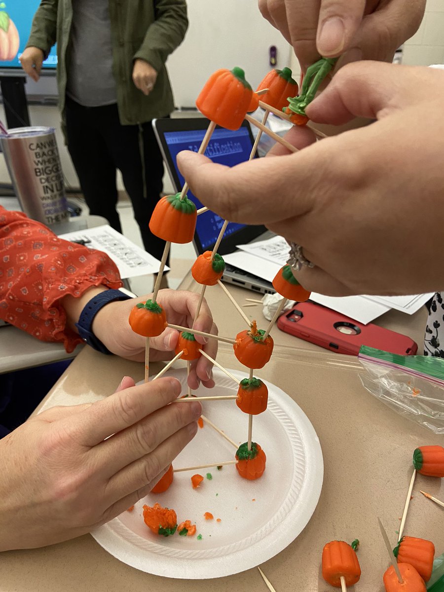 AIG teachers collaborating on creating a pumpkin tower <a href="/CumberlandCoAIG/">CumberlandCoAIG</a>  #AIGallday