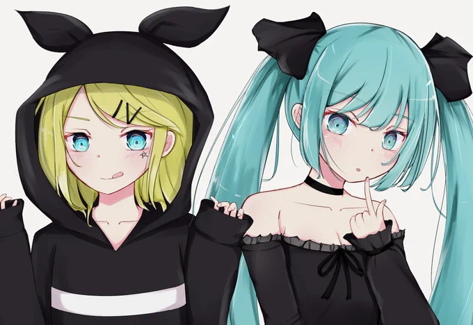 次の同人誌に載せるイラストを一部紹介③(ラスト)#初音ミク #鏡音リン 