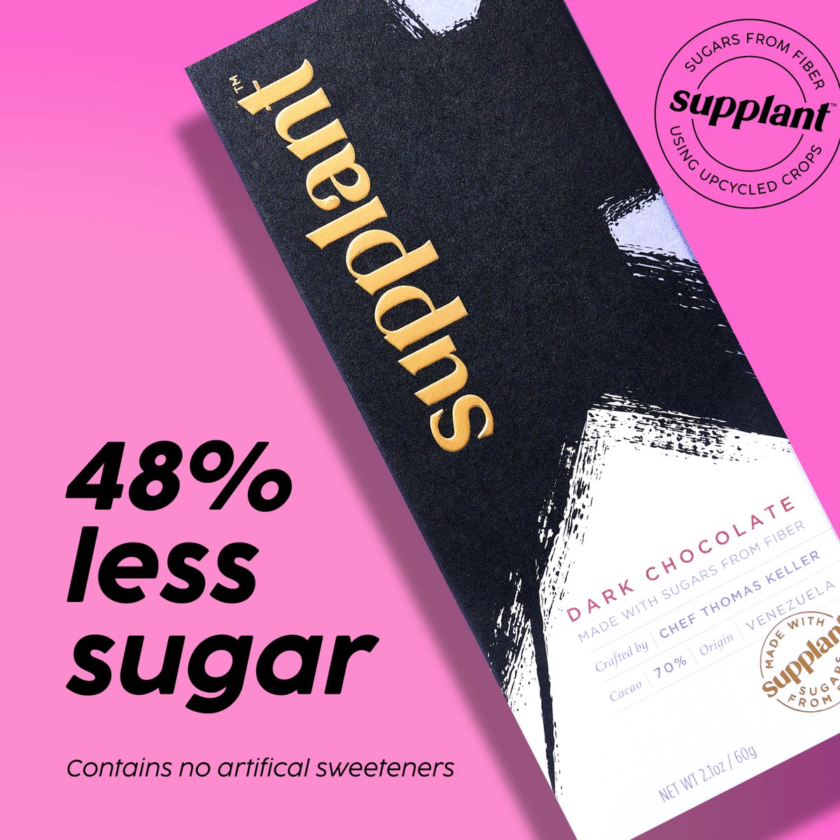 SupplantCompany's tweet photo. Not only does Supplant Dark Chocolate contain 48% less sugar than the average dark chocolate bar, but it was crafted by Michelin Star Chef Thomas Keller, so you know we haven't compromised on the taste!
Try now: https://t.co/uNhWQfDoGD
#darkchocolate #betterforyou #reducedsugar https://t.co/rj20LgtcVa