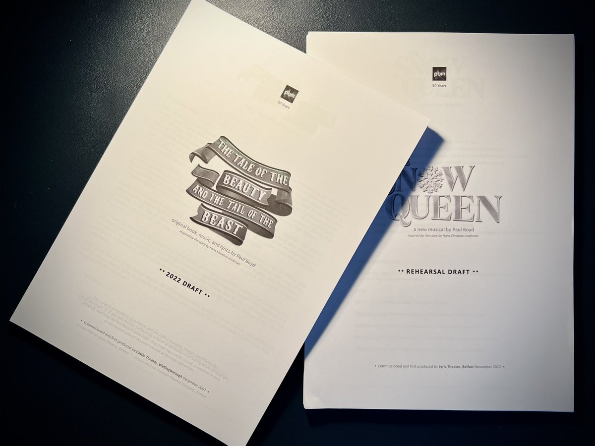 This day last year I handed in my final draft of “Pinocchio The Greatest Wonder of the Age” to @LyricBelfast. This year’s script for “The Snow Queen” was submitted some weeks ago, but today I handed in the revised “Tale of the Beauty and the Tail of the Beast” to @creationtheatre