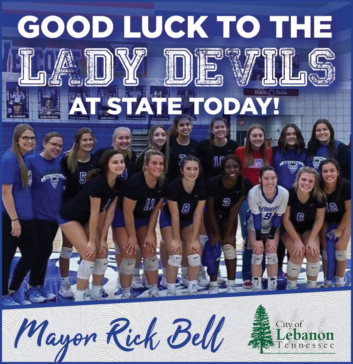 Good luck to the Lady Devils today at the state tournament! #GoBlue #OnceABlueDevilAlwaysABlueDevil @LebanonVolley @lebanon_high @TheBellTolls68