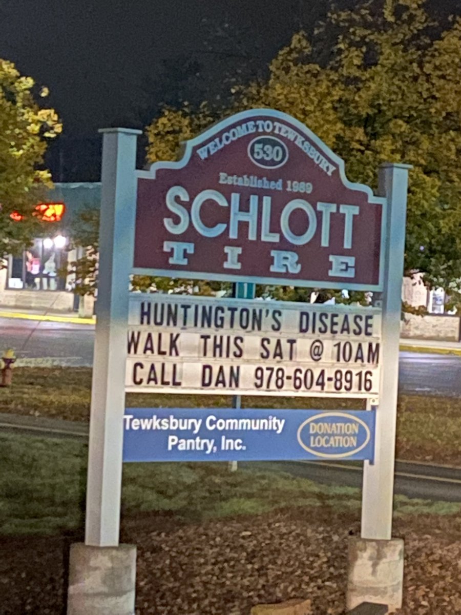 Thank you @schlotttire  Tewksbury for your support in helping us raise awareness for #Huntingtonsdisease  #curehd #dantheman #letstalkabouthd