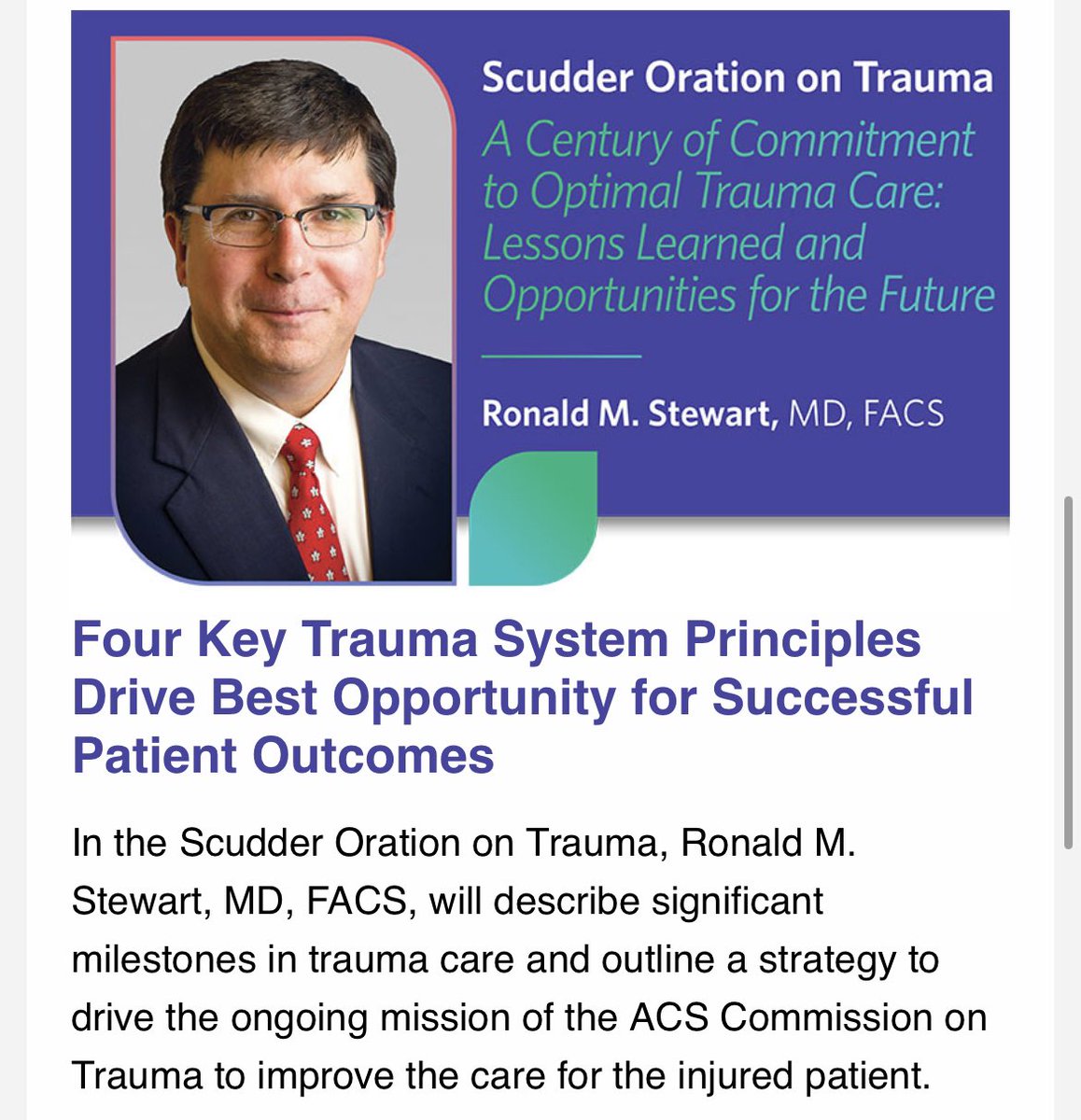 Congratulations to @Stewartr84 for being selected to give the Scudder Oration at #ACSCC22 We look forward to his talk today and are thankful for his leadership!
