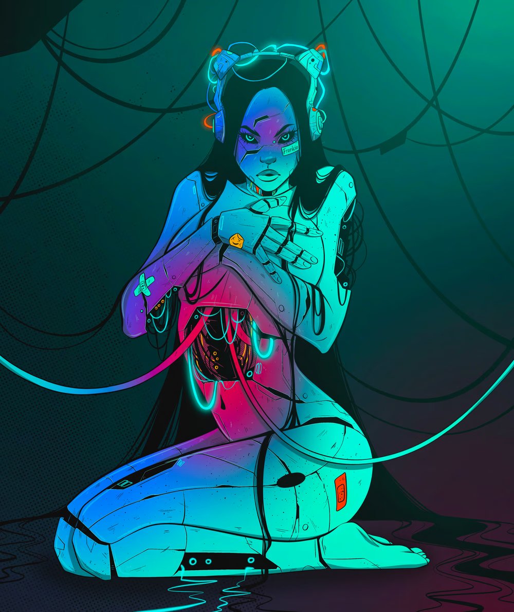 michalprekop's tweet photo. I bought today this perfect art piece from @Twinney_A.

I think it is important for artists to support other artists, especially in this bear market.

No kidding, I love this sexy women cyborg's collection with a little bit of a Cyberpunk color theme on top.

Let's keep creating! https://t.co/CK9uH2NOWH