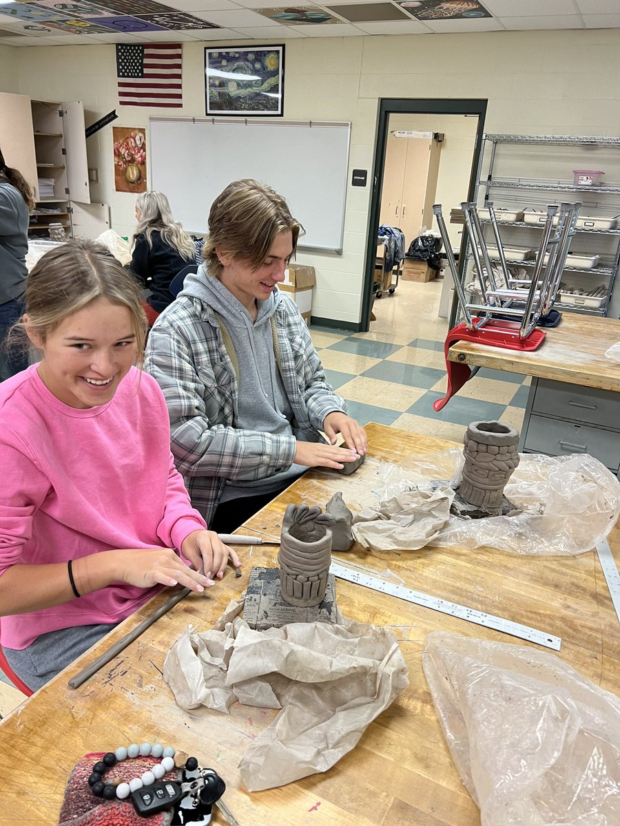 WBHSART2's tweet image. 1st period Ceramics Working hard to finish their Coil Vases before the end of the 8 weeks
