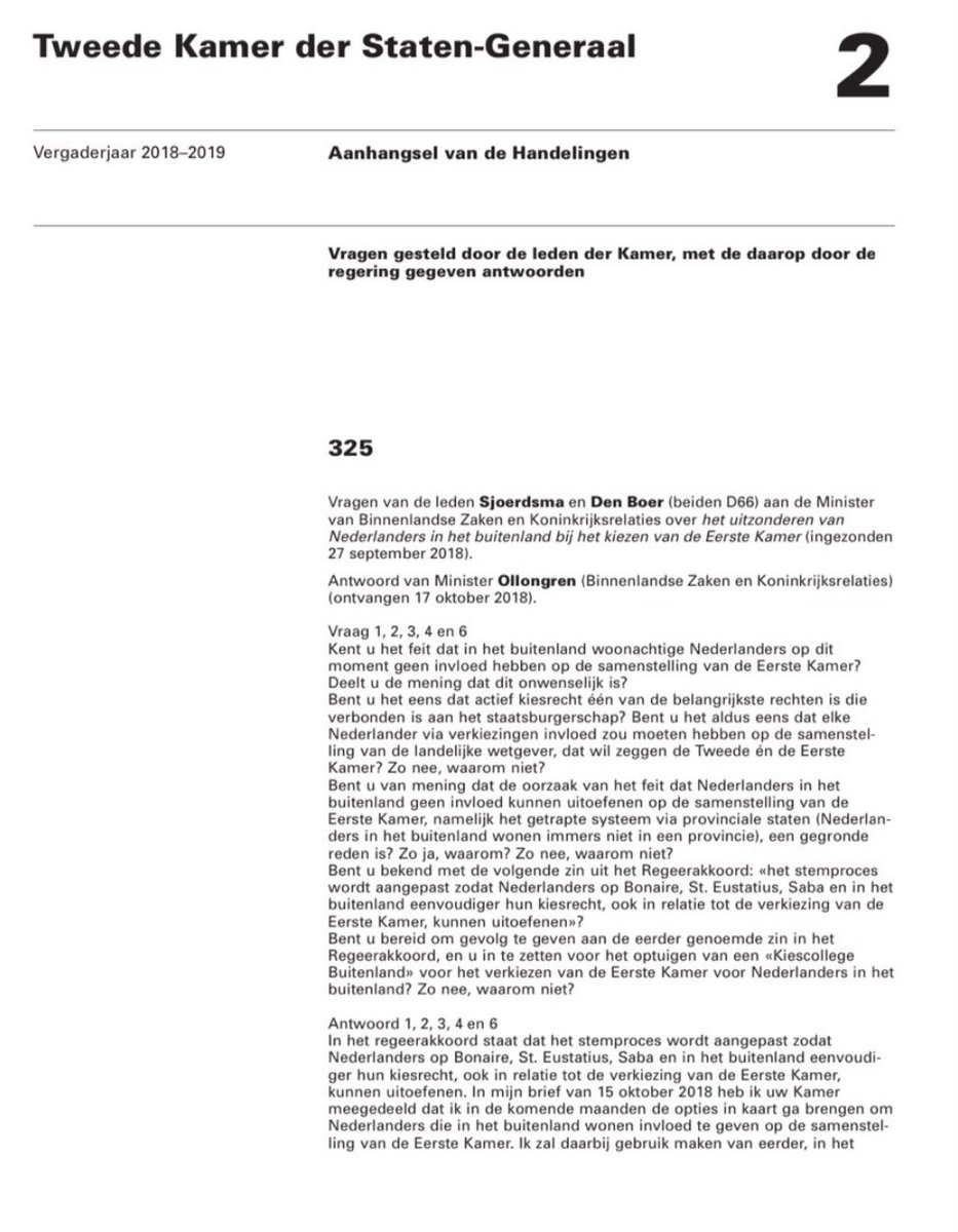 Nederlanders in het buitenland kunnen eindelijk vanaf de komende PS verkiezingen ook stemmen voor de Eerste Kamer. Dat is nodig, want veel wetten gaan hen ook aan. <a href="/D66/">D66</a> heeft zich hier met succes voor ingezet!
rijksoverheid.nl/actueel/nieuws… <a href="/Sneller/">Joost Sneller</a> @fatmad66 <a href="/DittrichBoris/">Boris Dittrich</a> <a href="/swsjoerdsma/">Sjoerd Wiemer Sjoerdsma</a>