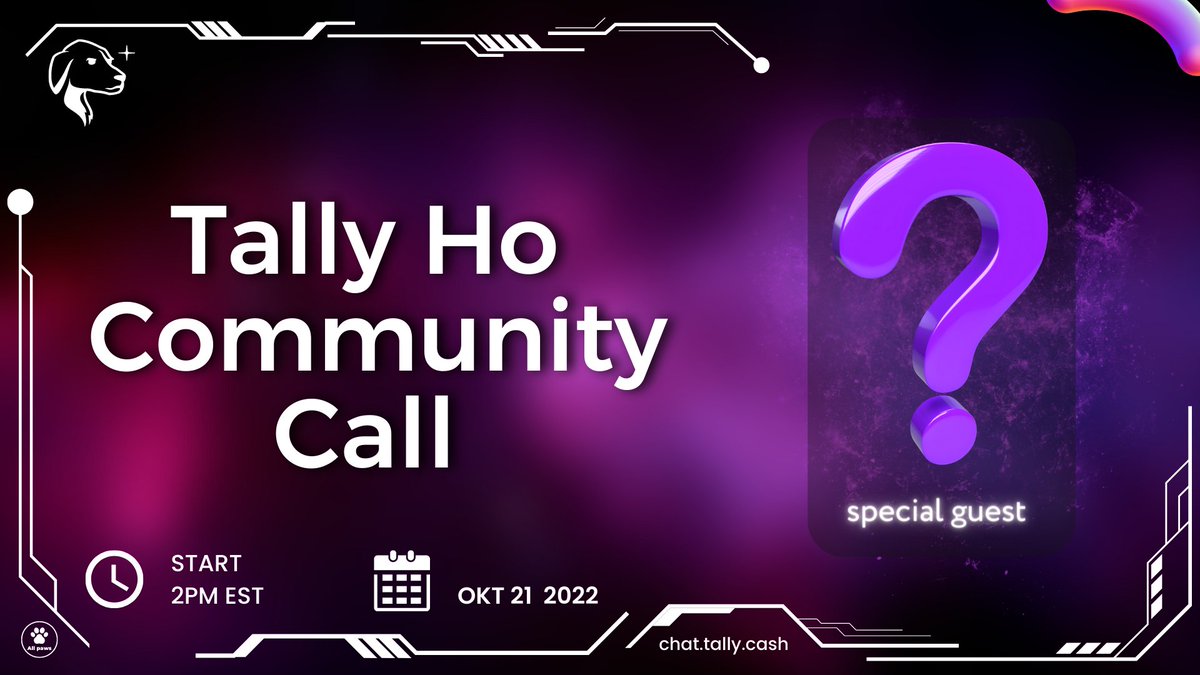 We have a secret guest 🤫 on this week's community call ✨ 

You won't want to miss this!

Tune in on Friday, Oct 21 at 2PM ET 📲 

chat.tally.cash