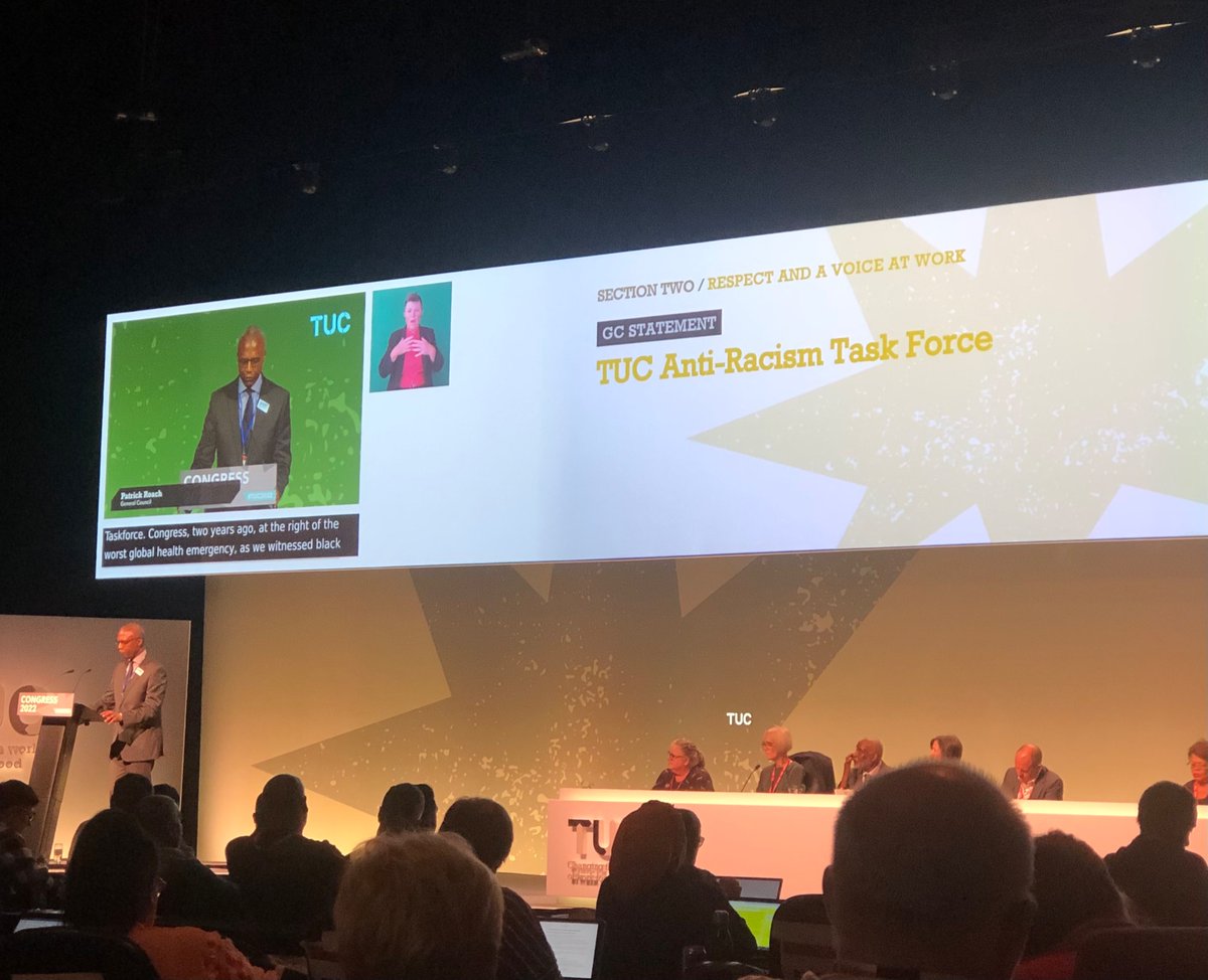 #TUC2022 important part of the day hearing about the TUC anti racism taskforce - end labour market racism and build a union movement representative of all its members at all levels #RaceMatters @MidwivesRCM