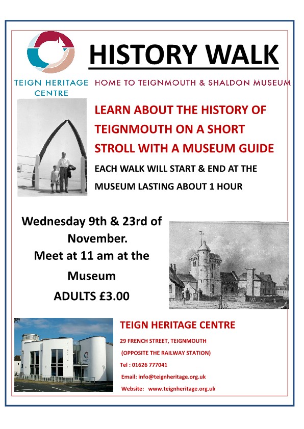 History Walk on Wednesday the 9th and 23rd of November 2022
Meet at 11 am at the Museum
#historyofart #musuem #museumart #europeanart #museumvisit #museums #arthistory #artmuseum #museumlover #museumlife #HereforCulture #Teignmouth #Teignheritage