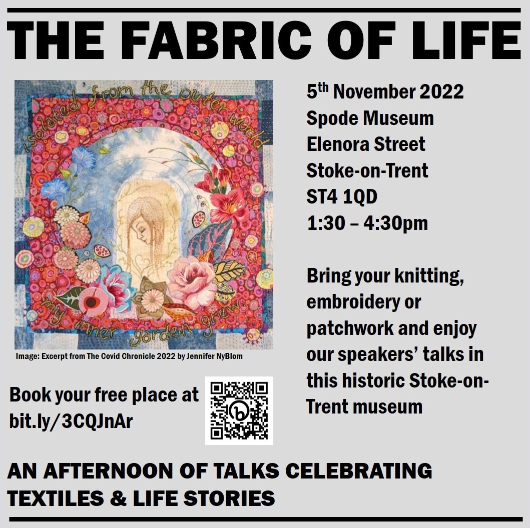 Join us for an afternoon of talks celebrating #textiles and #lifestories as part of #TheCovidChronicle. Free to attend but please book on bit.ly/3CQJnAr