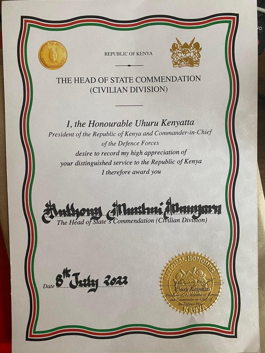 Hon. Antony Manyara, HSC tweet media
