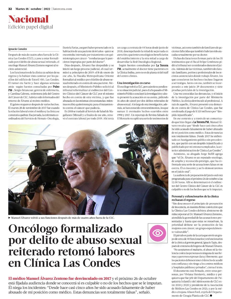 Como a la Clínica Las Condes le importa un carajo, habrá que cuidarse de este delincuente, Manuel Álvarez.