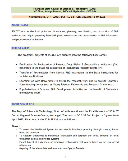 DuaPerminder's tweet photo. #TSCOST invites #applications  in prescribed format from the qualified and experienced persons for the 
following #positions.  https://t.co/qsUwe7Y42U #telangana #science #technology 
@DSTCPRIISc
 
@RadhikaTrikha
 
@Suchiradipta
 
@Saumya804 
 
@Nidhi94627108 https://t.co/hQDuKihb99