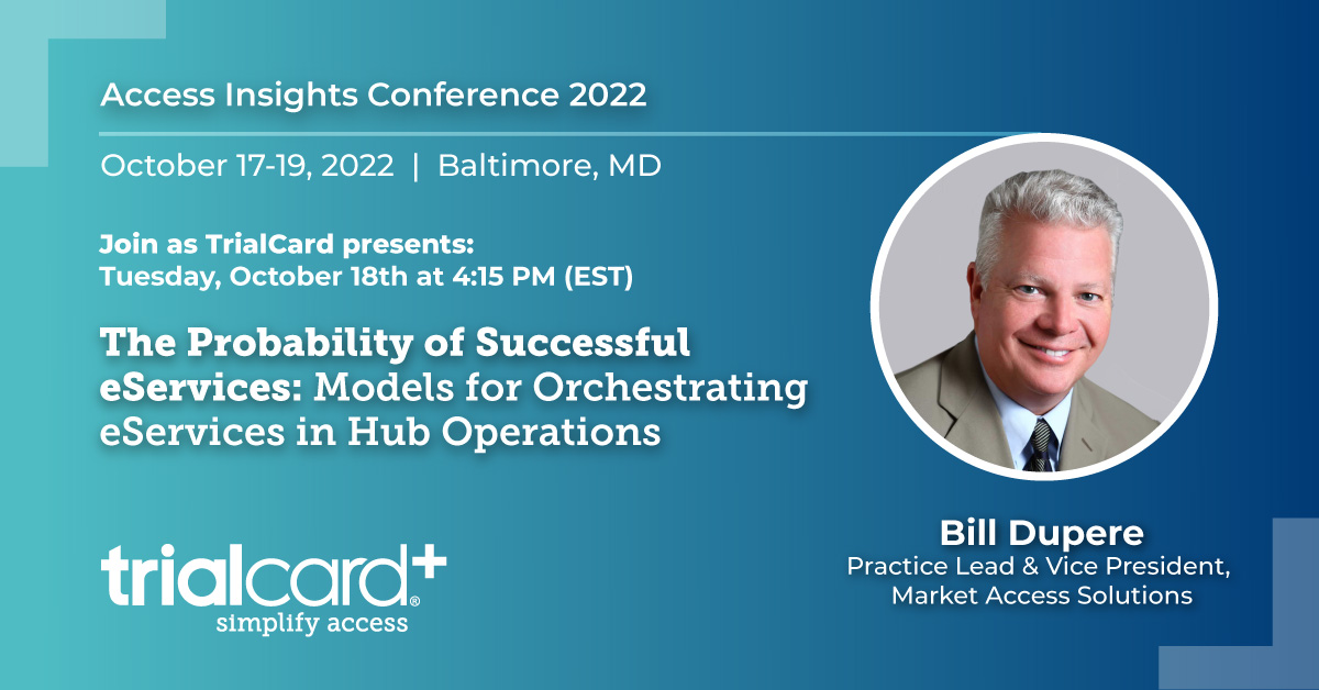 If you are at the @IntegriChain and <a href="/bluefingroup/">Blue Fin Group, an IntegriChain Company</a> Access Insights Conference, join TrialCard's Bill Dupere today at 4:15 PM ET. Bill will be presenting an insightful session on alignment of eServices to GTN use cases. bit.ly/3AiXs6l