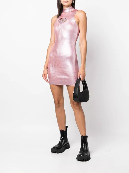 karina wearing the diesel m-arcey logo plaque mini dress for vivi magazine (december 2022) 