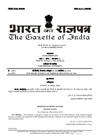 ndtv's tweet photo. President accepts resignation of Delhi Minister Rajendra Pal Gautam, with immediate effect. | reported by news agency ANI https://t.co/4RyviptciE