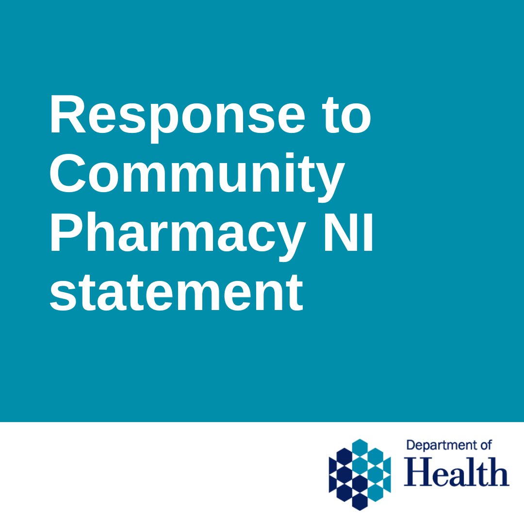 The Department of Health has responded to statement by Community Pharmacy NI (CPNI) on medicine supplies and funding for the sector. Read statement ➡️ health-ni.gov.uk/news/departmen…