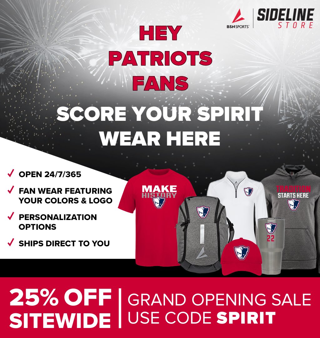 Your NEW 24/7 FRANKLIN ATHLETICS Sideline Store is officially up and running. To celebrate, we're offering a month-long promotion--25% OFF sitewide when you use code SPIRIT. 
Franklin M.A.D.E - Patriot PRIDE! sideline.bsnsports.com/schools/michig… <a href="/fhspatriots/">Franklin High School</a> <a href="/LivoniaDistrict/">Livonia Schools</a> <a href="/EaglesNestEMS/">Emerson Middle School</a>