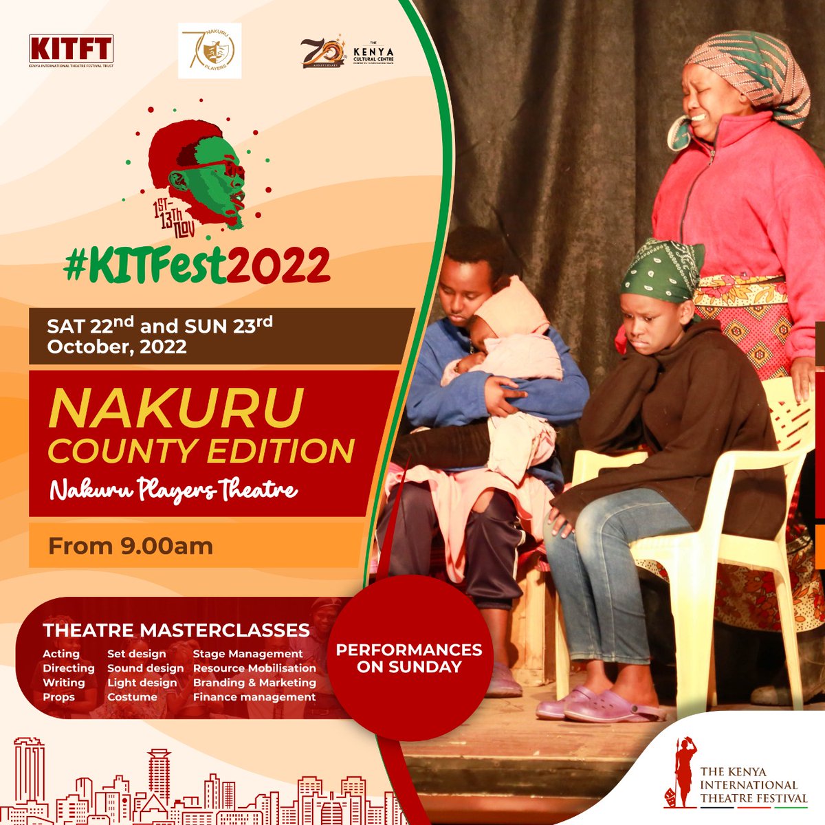 kitfest_ke's tweet photo. Happy Tuesday #KITFesters!

This weekend we take our County Training Workshops to; #KITFestNakuruEdition2022 at the @NakuruPlayers, and #KITFestEmbuEdition2022 at the Embu Talent Academy, as from 9.00 A.M.

See you there!

#KITFest2022 #TukutaneKITFest2022 https://t.co/uhNvYO2veP