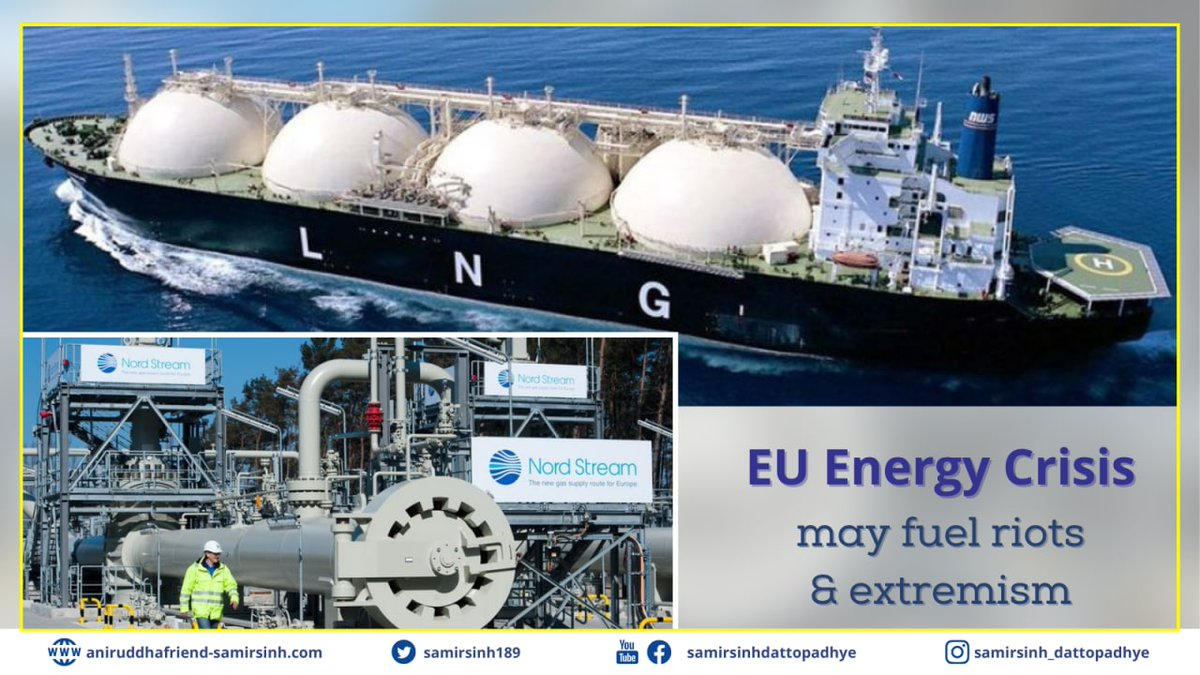 samirsinh189's tweet photo. #RussianGas supply cuts have already crippled EU. Making matters worse, China has now stopped reselling LNG. With winter inching closer, #EUleaders warn public demonstrations will escalate into riots & #extremism fueling chaos & uncertainty. Siding with US backfires badly on EU. https://t.co/lXsOX4FkrG