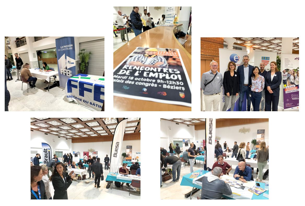 ferreFred's tweet photo. @BeziersPlie, @MLIBiterrois, @VilleDeBeziers et @Poleemploi_oc organisent ces rencontres de l'emploi pour le #BTP ✅10 employeurs et plus de 150 participants pour des entretiens et des recrutements en direct.
@FFBatiment et @capeb_fr présents également. https://t.co/IUxYdIPzxV