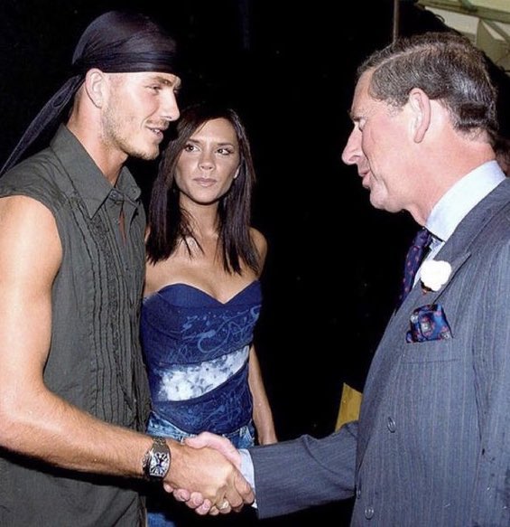GafferN5's tweet photo. Becks wore a durag to meet the King. The argument ends there https://t.co/wWbiZXtjie