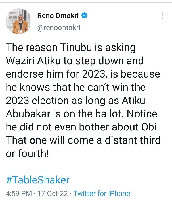 thy_savant's tweet photo. This fools will never get it,the truth is that..
Tinubu is smarter than Atiku and he's camp, Tinubu just understood that the end of criminal politician is near by emergency of Peter Obi and wants to team up to see if the criminals can salvage the situation 
👇👇 https://t.co/62Xbp4U5KT