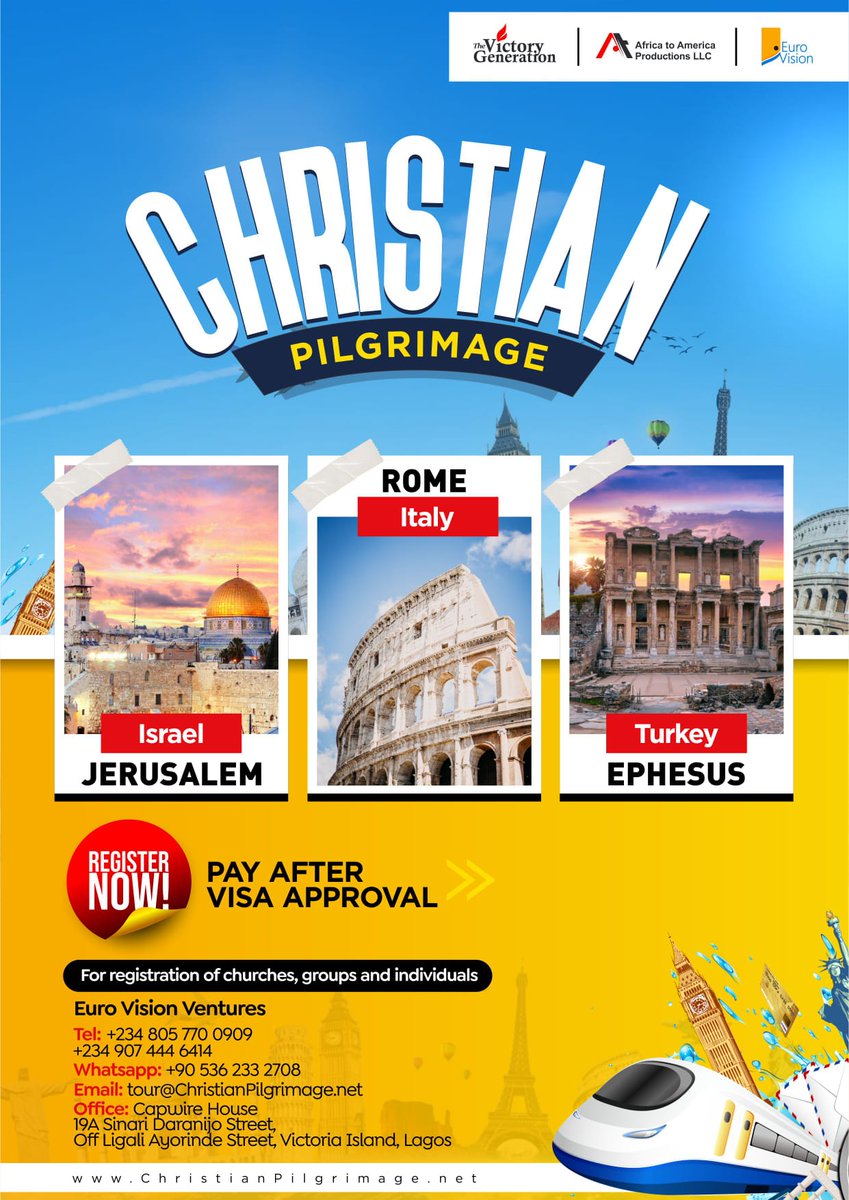 EuroVTravels's tweet photo. Who's Interested in a PILGRIMAGE trip to Jerusalem, Rome &amp; Ephesus, Turkey? 😉💯

👉🏼 Pay after Visa Issuance. https://t.co/GxFVv9l3pa