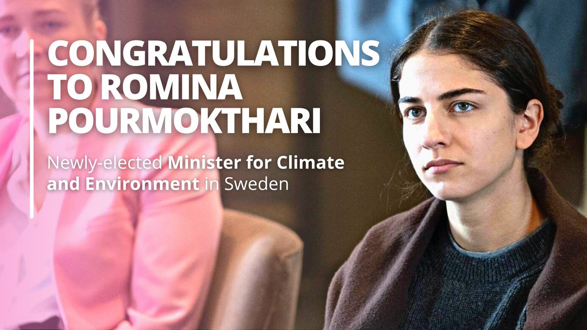 LYMEC's tweet photo. Romina Pourmokthari has been elected as Minister for Climate and Environment in Sweden!🌿 

Romina is the youngest ever Swedish minister, a win for young people, females, and the liberal family. A huge congratulations to her and we wish her every success in her new portfolio!💪🏽 https://t.co/wLkiGOzAPW