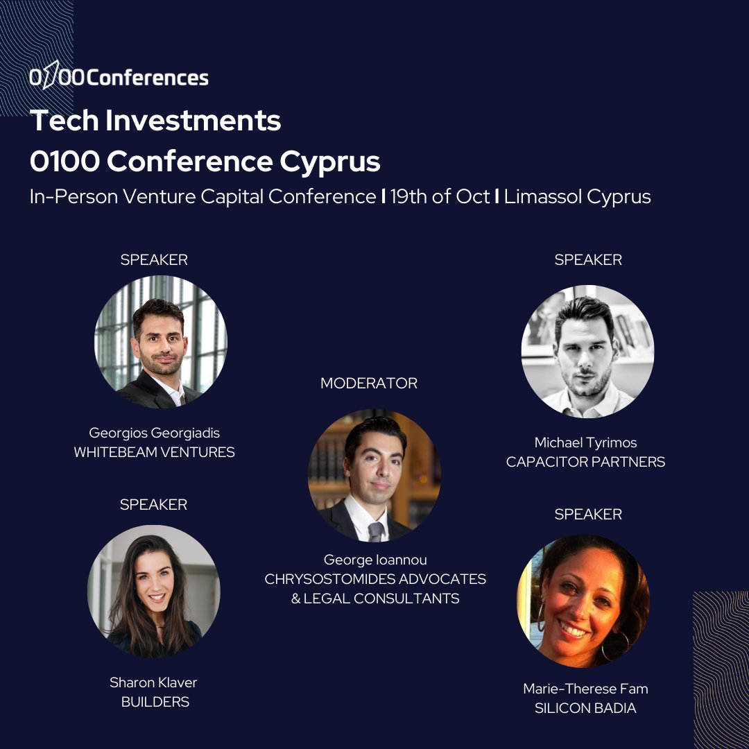 0100conferences's tweet photo. Join our panel discussion at 0100 Conference Cyprus as we discuss tech investments in VC.
Have all your questions and more answered by the leaders in the industry. Register now!
https://t.co/mNILtckL1i
#techinvestments #cyprus #networkingconference https://t.co/bSQqt0Eq6w