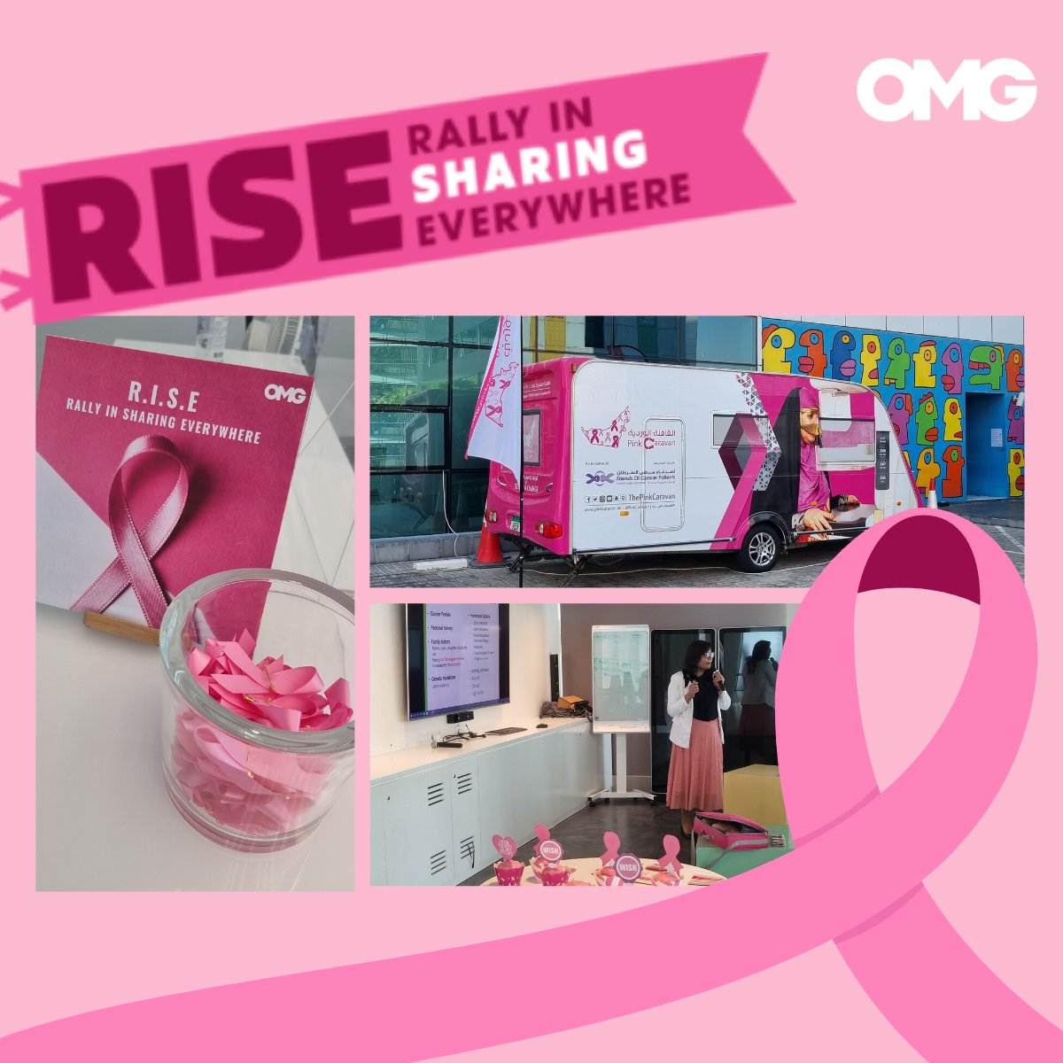 OMGMENA's tweet photo. We have partnered with @ThePinkCaravan for the second year to raise awareness about breast cancer. We’re asking our employees to R.I.S.E. and share knowledge, awareness and support others to potentially help save a life.

#breastcancerawareness #pinkribbon #OMGMENA #pinkoctober https://t.co/Sz4QlNgQrh
