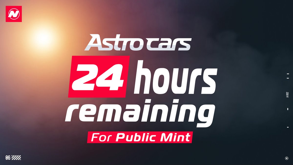 nitroleaguegame's tweet photo. 🚨 Racers, ONLY 24 HOURS LEFT in our #AstroCar Public mint! 

This is your last chance before you have to secure yours on the secondary marketplace!

Head to https://t.co/V3psgdhw99 to mint NOW 🏎️

#NitroLeague #NitroArcade #NFT #PlayToOwn https://t.co/rCj4Gql9N7