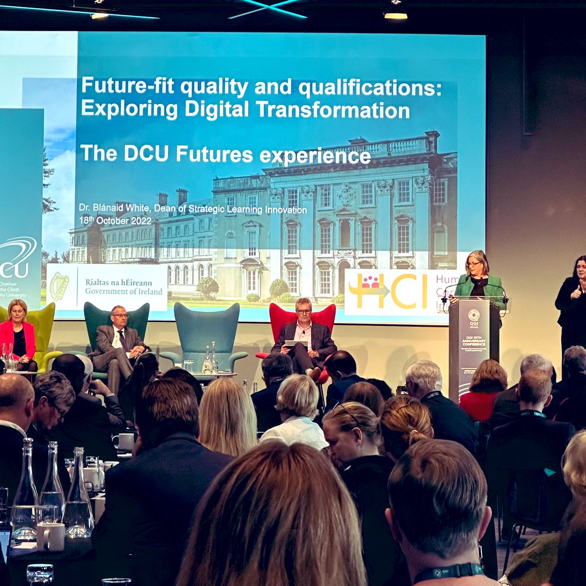 lowneyrob's tweet photo. And up now at @QQI_connect conference is @DCU Dean of Strategic Learning Innovation @BlanaidWhiteDCU to speak about our radical reimagining of curriculum under ‘DCU Futures’ #QQI10 https://t.co/ST8Y7hqkld