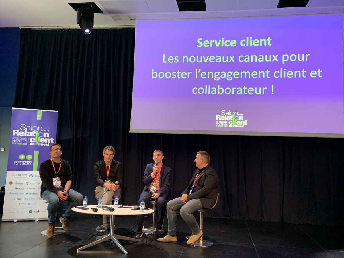 SRCOuest's tweet photo. 🙌✨Salle comble pour le pitch « #servicesclient : les nouveaux canaux pour booster l’#engagement client et collaborateurs ! » animé par Stéphane Cailleau Groupe Atlantic, Stéphane Roux @loireatlantique, Guillaume Chevalier @kiloutou et Frédéric Canevet @EloquantNews
#srco2022 https://t.co/tnqC24hz5d