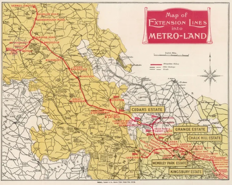 ChilternsCCC's tweet photo. In 1915, the term Metroland was devised to describe the catchment area of villages stretching from Neasden into the Chilterns. A semi-rural arcadia was offered to Londoners sick of crowded conditions in the city. #JulianBarnes, in conversation *FREE*👇

https://t.co/3mgXOT2a35 https://t.co/l2clHeHyix