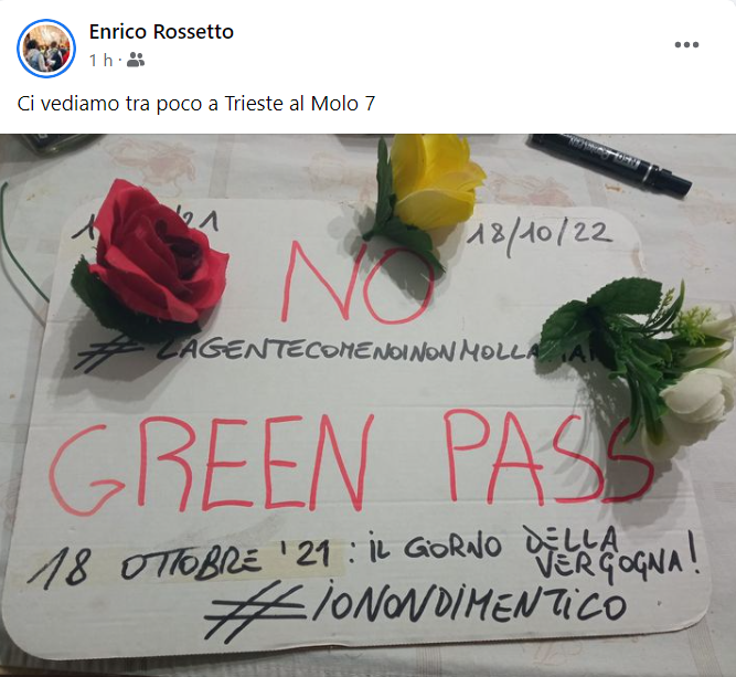 Oggi ricorre un altro anniversario importante, quello dello sgombero violento avvenuto al varco 4 del Porto di Trieste.
E siccome la memoria è imprescindibile nella storia dell'uomo, ciascuno trovi il proprio modo di ricordare.
Ecco qualche esempio...