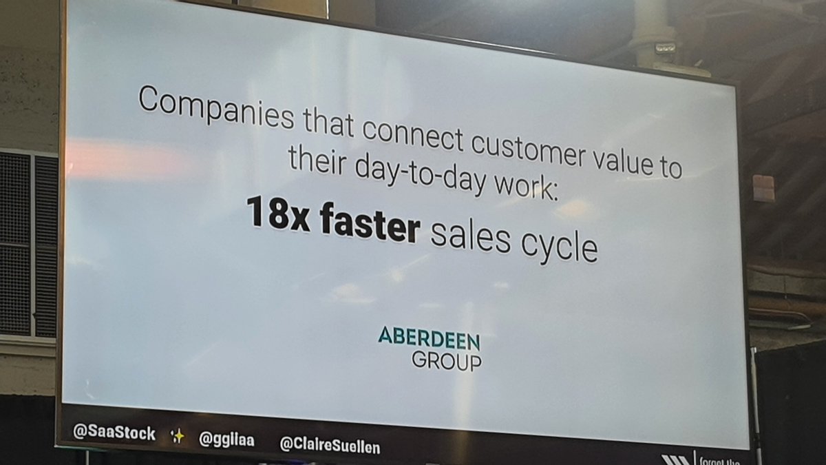 Companies that connect customer value to their day-to-day work: 18x faster sales cycle! What about that for marketing hint? <a href="/SaaStock/">SaaStock</a> #saastock2022 <a href="/forgetthefunnel/">Forget The Funnel</a>