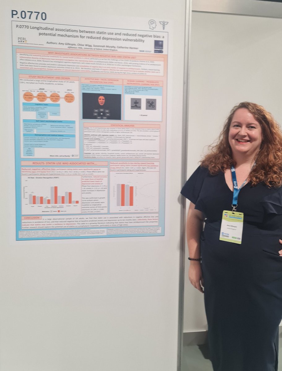 If you want a break from reading my tweets about other people's research and you want to chat to me about my work with <a href="/OxfordPERL/">Oxford PERL Lab</a> on statin use and affective bias in a large observational study, you can find me from 1pm at P0770
#ECNP2022