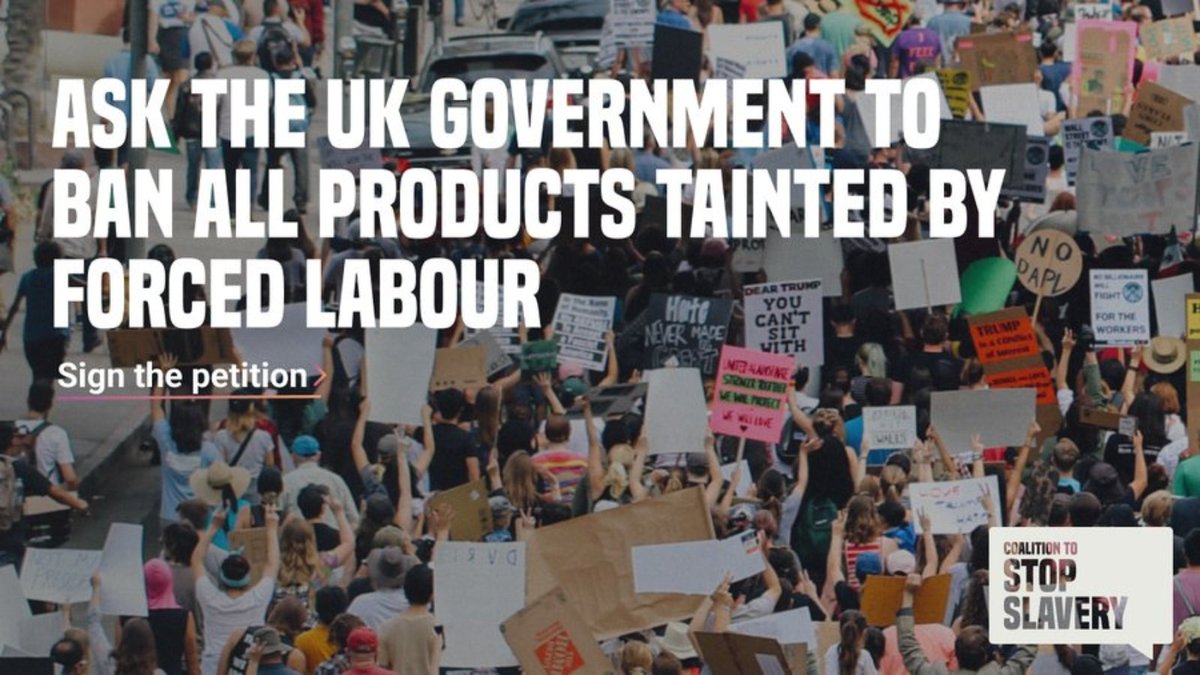 UnseenUK's tweet photo. Get slavery out of UK supply chains. This #AntiSlaveryDay we're calling on the Government to ban all products tainted by forced labour and exploitation. Join the fight by signing our petition today 👇  #Itstimetostopslavery @StopSlavery_Co #AntiSlaveryWeek #modernslavery https://t.co/fNvruV7CoP