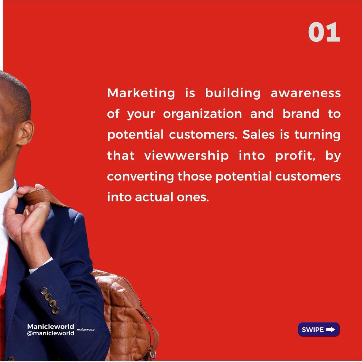 Manicleworld's tweet photo. Is it possible that one of the many reasons why some businesses grow is because they focus on marketing and forget sales? The goal of marketing is to sell. 

#manicleworld #manicle #mba #marketing #marketingtips #salestips #saleshacks #businesstips #marketingstrategy #strategy https://t.co/j9tcudnNwL