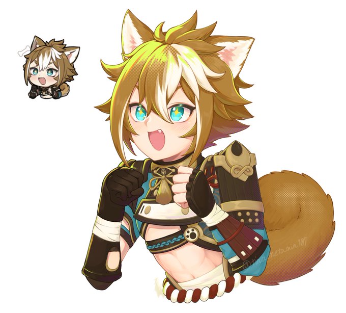厚塗り練習でゴローのスタンプ描いた #原神 