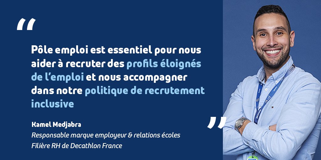 .@pole_emploi accompagne les entreprises dans leur #recrutement, comme <a href="/Decathlon/">Decathlon</a> avec les rencontres autour du #sport "Du stade vers l’#emploi" 🤝

💬 Retrouvez l'interview de <a href="/MEDJABRAK/">KAMEL MEDJABRA</a> de #Decathlon France ➡️ pole-emploi.org/accueil/actual… #TousMobilisés #RH #CV #insertion #inclusion