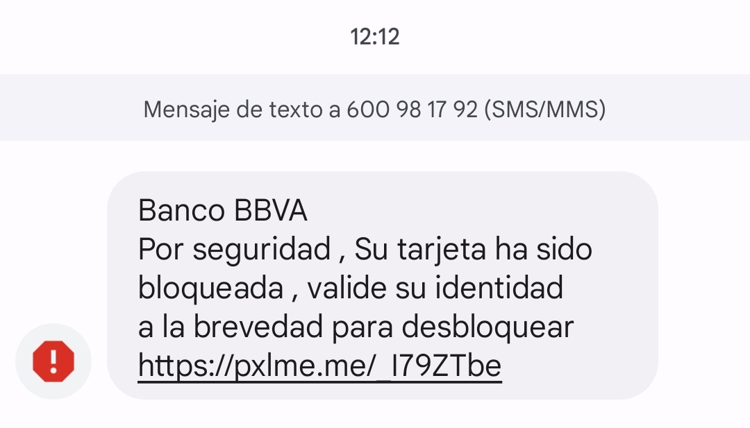 WiFidel's tweet photo. Phishing @bbva https://t.co/O0uNvrD8cQ