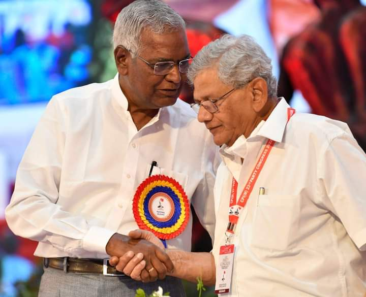 Revolutionary greetings to Comrade @ComradeDRaja was re-elected General Secretary of the Communist Party of India at the 24th CPI Party Congress in Vijaywada. #DRaja #CPI #CPIM