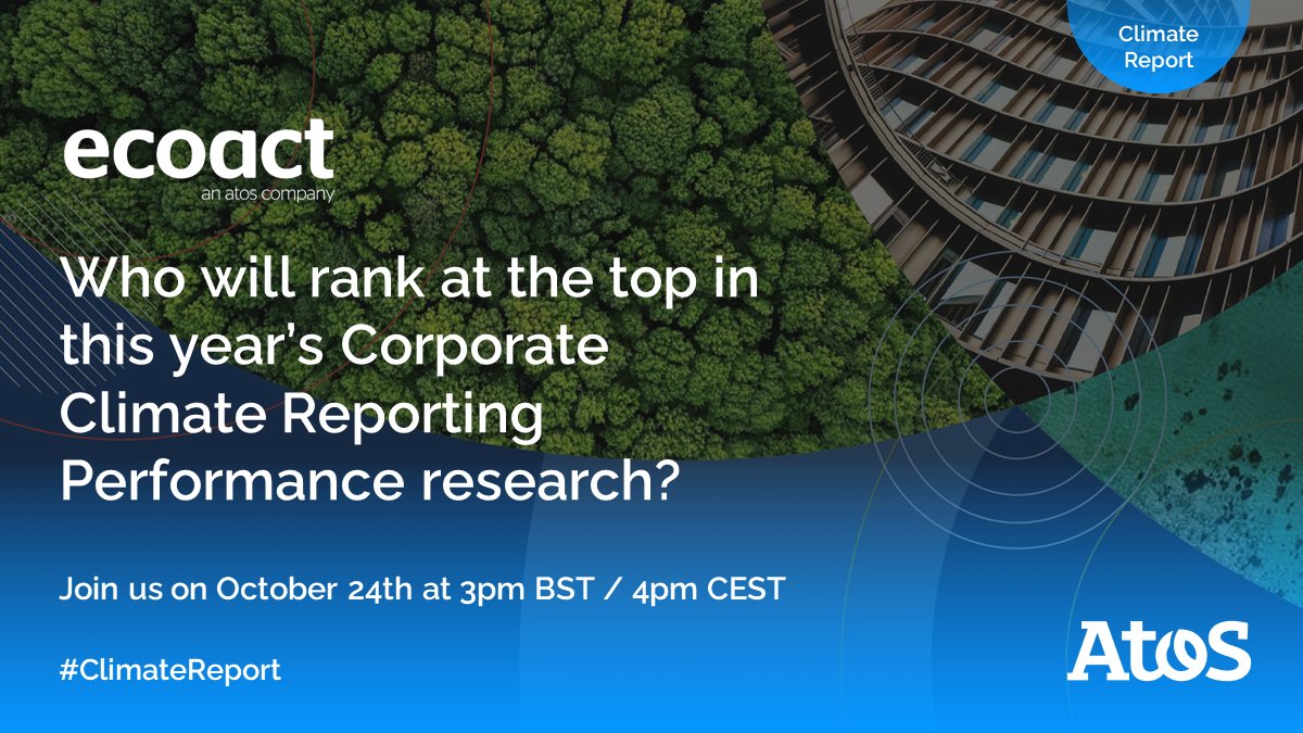 🗓️ RDV lundi 24 octobre à 16h pour découvrir en live les résultats de notre étude annuelle sur la performance en matière de reporting climatique des grandes entreprises lors de notre webinaire de lancement (en anglais). Inscriptions 👉 us02web.zoom.us/webinar/regist… <a href="/EcoAct_FR/">EcoAct France</a>